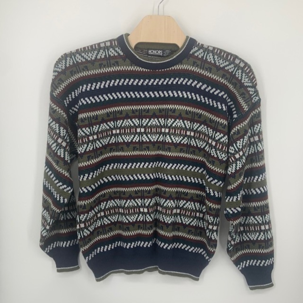 Vintage 90s Honors Sweater XXL Academia Grandpa Cabin Heritage Knit Made Korea